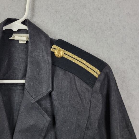 Vtg Cristina Maxx 100% Linen Black Gold LS Button Up Cropped Jacket Women's 8 - Picture 4 of 13